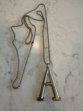 thirty-one Silver Letter A Pendant Necklace